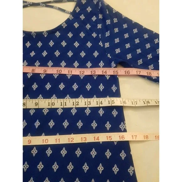 Loveappella Womens Dress Size Small Blue Shift Bohemian Long Sleeve Open Back - Picture 13 of 14